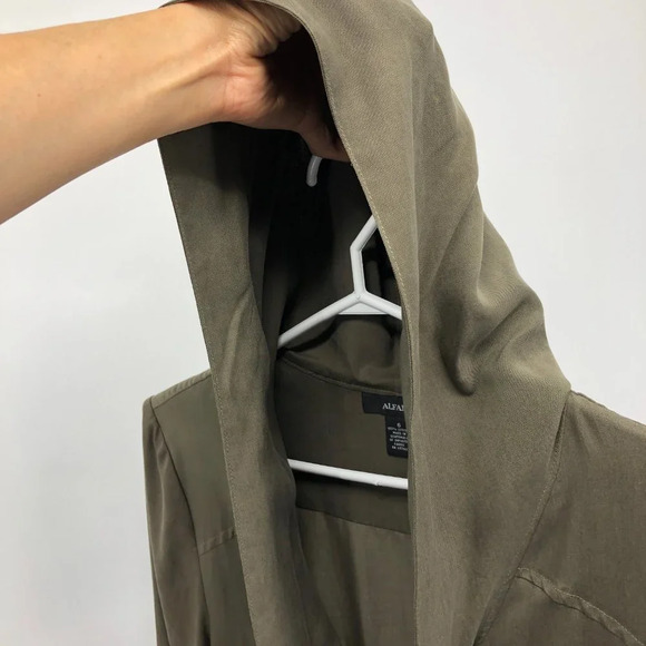 Alfani olive army green full zip hooded anorak jacket size 6 - Picture 10 of 15